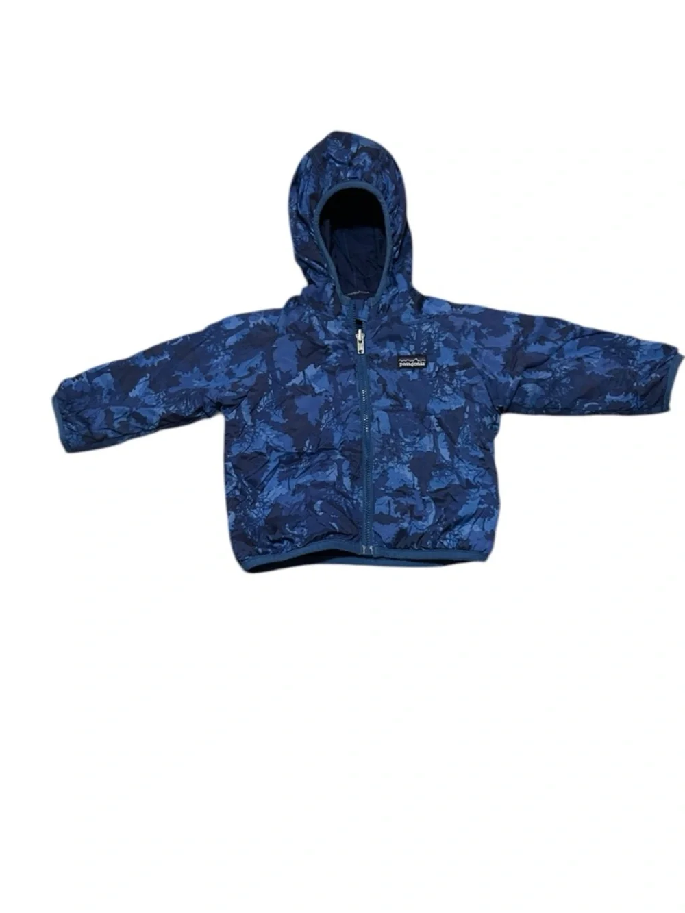 PATAGONIA Baby Reversible Down Wear Hooded Full Zip Hi Lo Puffer Camo Jacket